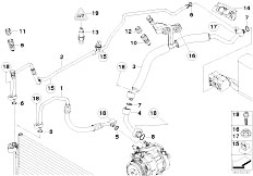 E64 645Ci N62 Cabrio / Heater And Air Conditioning Coolant Lines