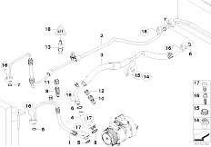 E65 730d M57N2 Sedan / Heater And Air Conditioning Coolant Lines