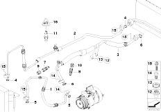 E65 730i N52 Sedan / Heater And Air Conditioning/  Coolant Lines