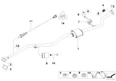 E88 118i N46N Cabrio / Exhaust System Front Silencer