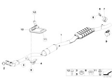 E60N 520i N46N Sedan / Exhaust System/  Catalytic Converter Front Silencer