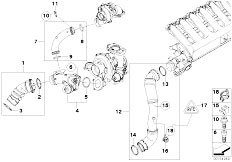 E61N 535d M57N2 Touring / Engine/  Intake Manifold Supercharg Air Duct Agr