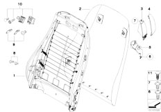 E85 Z4 2.5si N52 Roadster / Seats Front Seat Backrest Frame Rear Panel