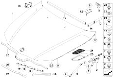 E91N 318d N47 Touring / Bodywork/  Engine Hood Mounting Parts