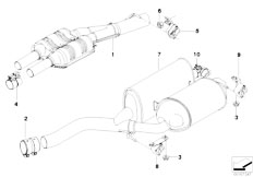 E66 735Li N62 Sedan / Exhaust System Exhaust System Rear