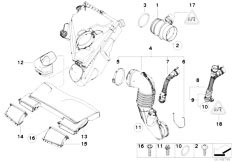 E82 120d N47 Coupe / Fuel Preparation System/  Hot Film Air Mass Meter Clean Air Pipe-2