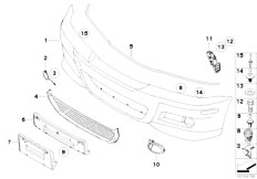 E46 M3 S54 Cabrio / Vehicle Trim M Front Bumper Trim Panel