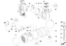 E38 728iL M52 Sedan / Fuel Preparation System/  Secondary Throttle Housing Tube Asc