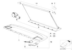 E34 518i M40 Sedan / Vehicle Trim/  Rear Window Shelf Sun Blind Electr