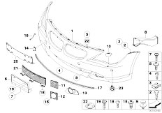 E64 650i N62N Cabrio / Vehicle Trim/  Trim Panel Bumper Front