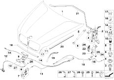 E71 X6 35dX M57N2 SAC / Bodywork/  Engine Hood Mounting Parts