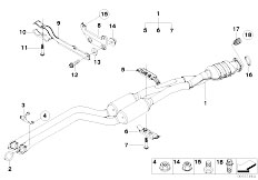 E91 330i N53 Touring / Exhaust System/  Catalytic Converter Front Silencer