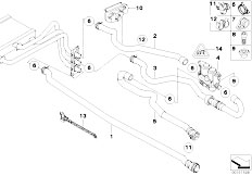 E61 523i N52 Touring / Heater And Air Conditioning/  Water Valve Water Hose Ihka High