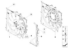 E83 X3 2.0d M47N2 SAV / Radiator Fan Housing Mounting Parts