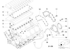 E38 735i M62 Sedan / Engine/  Engine Block Mounting Parts