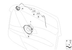 E60 520d M47N2 Sedan / Audio Navigation Electronic Systems/  Single Parts F Front Door Hi Fi System