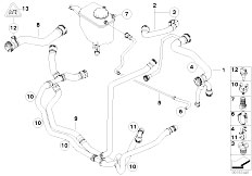 E60N 520i N46N Sedan / Radiator/  Cooling System Water Hoses-2