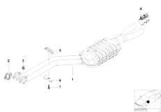 E38 728i M52 Sedan / Exhaust System/  Front Silencer