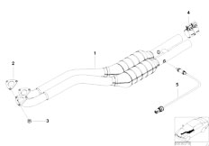 E38 728i M52 Sedan / Exhaust System Catalytic Converter Front Silencer