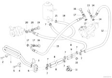 E32 740iL M60 Sedan / Steering Hydro Steering Oil Pipes