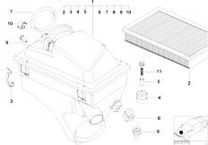 E38 740d M67 Sedan / Fuel Preparation System Suction Silencer Filter Cartridge