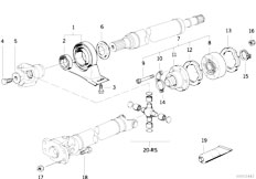 E34 535i M30 Sedan / Drive Shaft/  Drive Shaft Cen Bearing Const Vel Joint-5