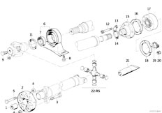 E34 525i M50 Touring / Drive Shaft/  Drive Shaft Univ Joint Centre Mounting