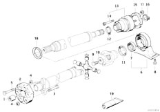 E32 730iL M60 Sedan / Drive Shaft/  Drive Shaft Cen Bearing Const Vel Joint