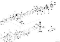 E34 530i M30 Sedan / Drive Shaft/  Drive Shaft Cen Bearing Const Vel Joint-3