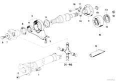 E34 535i M30 Sedan / Drive Shaft/  Drive Shaft Cen Bearing Const Vel Joint-2