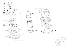 E34 518i M40 Sedan / Front Axle/  Guide Support Spring Pad Attaching Parts-5