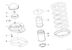 E34 535i M30 Sedan / Front Axle Guide Support Spring Pad Attaching Parts-4