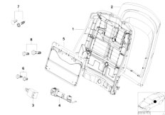 E53 X5 4.4i M62 SAV / Seats/  Basic Seat Backrest Frame Rear Panel