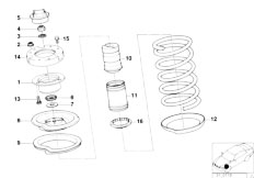 E34 520i M50 Sedan / Front Axle/  Guide Support Spring Pad Attaching Parts