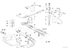 E32 735i M30 Sedan / Rear Axle/  Levelling Device Tubing Attaching Parts