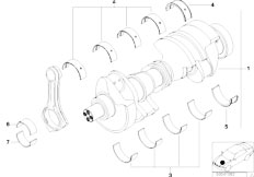 E65 745d M67N Sedan / Engine/  Crankshaft With Bearing Shells