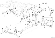 E31 850Ci M73 Coupe / Rear Axle Rear Axle Support Wheel Suspension