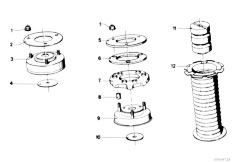 E12 520i M10 Sedan / Rear Axle/  Guide Support Spring Pad Attaching Parts