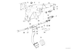 E34 525ix M50 Sedan / Pedals/  Pedals Supporting Bracket Brake Pedal