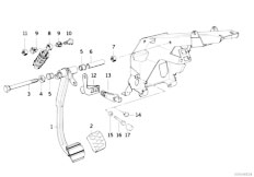 E31 840i M60 Coupe / Pedals/  Pedals Supporting Bracket Clutch Pedal