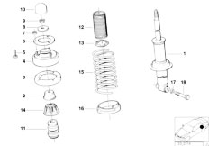 E32 730i M30 Sedan / Rear Axle Rear M Techn Sports Chassis Spring Strut