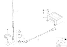 E38 750iLS M73N Sedan / Audio Navigation Electronic Systems Single Parts F Side Panel Teleph Antenna