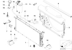 E38 740d M67 Sedan / Radiator Radiator Expansion Tank Frame