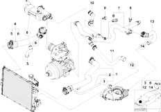 E39 530d M57 Sedan / Engine Cooling System Water Hoses-2