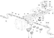 E38 740iL M62 Sedan / Brakes/  Brake Pipe Front Abs Asc T