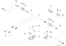 E38 750i M73 Sedan / Brakes/  Brake Pipe Rear Abs Asc T