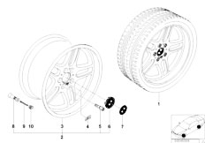 E39 530i M54 Sedan / Wheels/  Bmw Light Alloy Whl M Parallel Spoke 37