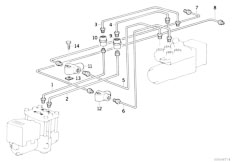 E32 750iLS M70 Sedan / Brakes/  Brake Pipe Front Abs Asc T