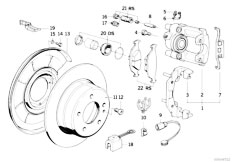 E32 750i M70 Sedan / Brakes/  Rear Wheel Brake Brake Pad Sensor