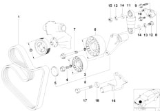 E32 730iL M60 Sedan / Engine/  Belt Drive Water Pump Alternator